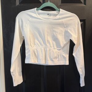 White Long Sleeve Athletic Top